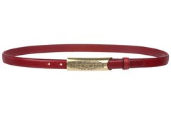 3/4 Inch (19mm) Embossed Rectangular Feather Edged Skinny Stitch Leather Belt