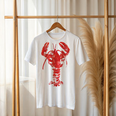Red Lobster Graphic T-Shirt Coastal Nautical Beachwear Summer Ocean Seafood A82