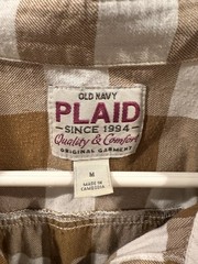 Old Navy Womens Brown/White Plaid Collared Long Sleeve Pocket Shirt Size M