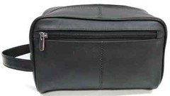 Quality Genuine Cow Leather Men’s Shaving Toiletry and Travel Bag 3 Zipper Black