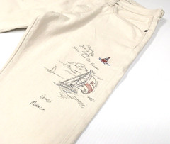 Polo Ralph Lauren Sailing Yacht Artist Artwork Pen Drawing Royal CP93 Slim Jeans