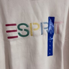 Esprit Women’s Logo Fleece Crewneck Sweatshirt Cream Viral 80’s Costco LARGE NEW