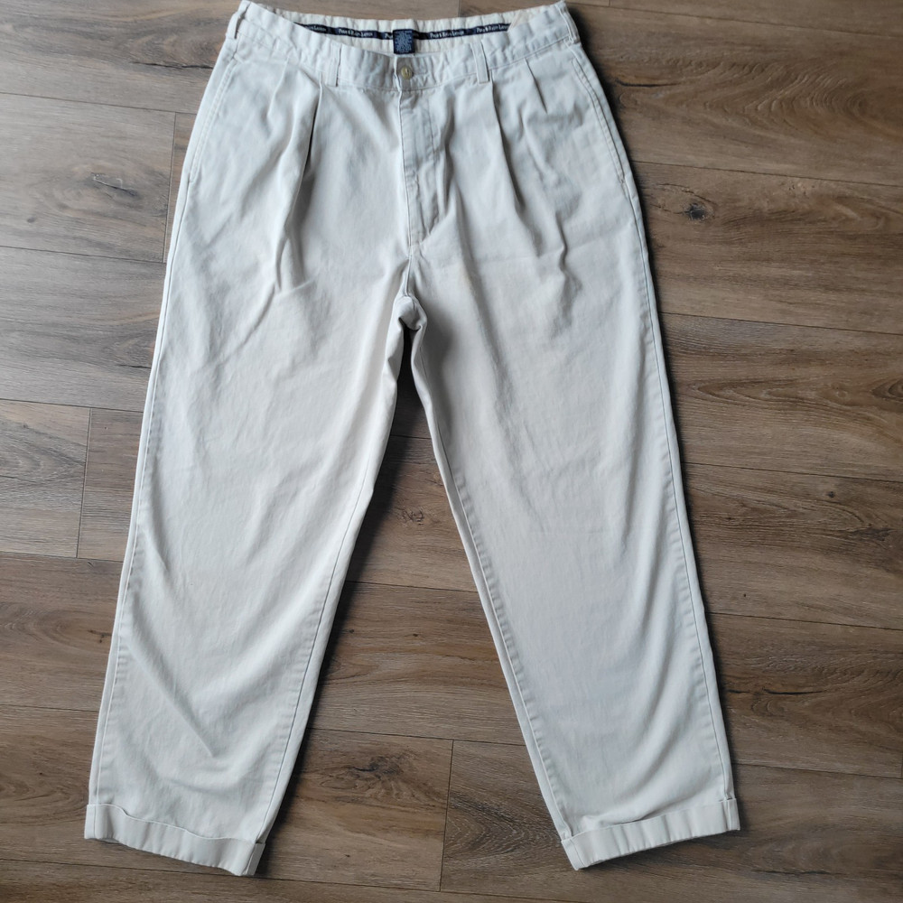 Polo Ralph Lauren Men’s Beige Pleated Chino Pants Cotton Twill Tapered