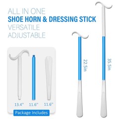 35.5 Inch Long Handled Shoe Horn, Dressing Stick, Sock Remover Aid Helper – V…