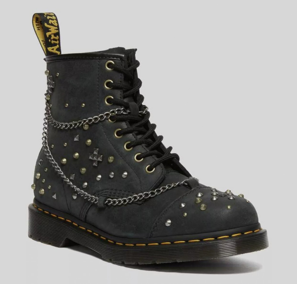 Dr. Martens 1460 Studded Chain Leather Lace Up Utility Boots Size M4 W5 EU36