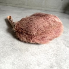 GUCCI Half Moon Loop Handle Mauve Fur Mini Clutch Bag