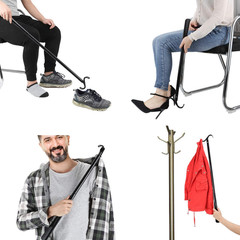 35″ Long Dressing Stick with Shoe Horn with Sock Removal Tool, Adjustable Extend