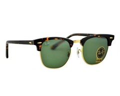 Ray-Ban Sunglasses RB3016 Clubmaster Classic Tortoise Frame Green Lenses 51mm