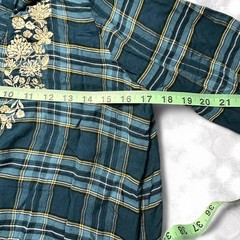 Boho aesthetic 90s girl long sleeve quarter button plaid top