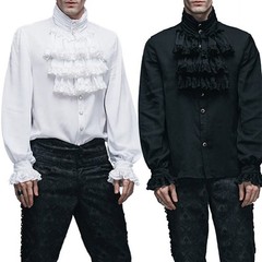 Men Vampire Victorian Renaissance Blouse Tops Gothic Ruffled Medieval Shirt