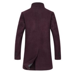 Men’s Wool Blend Mid Length Jacket Formal Stand Collar Slim Trench Coat Oversize