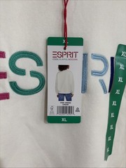 Esprit Women’s Logo Fleece Crewneck Sweatshirt Cream Viral 80’s Costco XL NEW