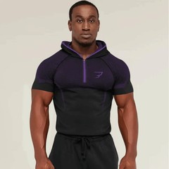 Men’s Quick Dry Compression Hoodie Long Sleeve Half Zip Gym Shirt Sports Tops