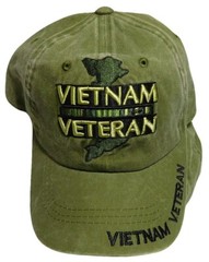 Vietnam Veteran Hat / Washed OD Green Baseball Cap OFFICIALLY LICENSED
