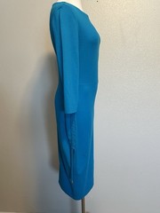 ESCADA “Duqua”Lagoon Blue Stretch Viscose Knit Ruched Sheath Dress sz.M US 38 EU