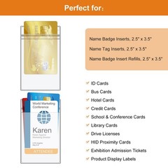20Pcs Extra Thick Vertical ID Badge Holders, Double-Deck Clear Plastic Name Tag,