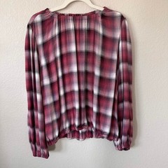 Cloth & Stone Anthropologie Plaid Bubble Hem Blouse Boho Whimsigoth