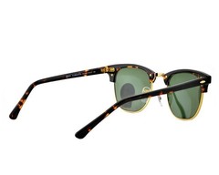 Ray-Ban Sunglasses RB3016 Clubmaster Classic Tortoise Frame Green Lenses 51mm