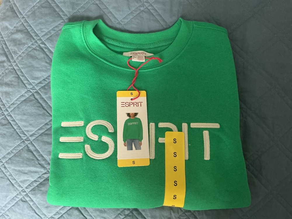 Esprit Women’s Logo- Green Sweatshirt Crewneck RETRO-New With Tags