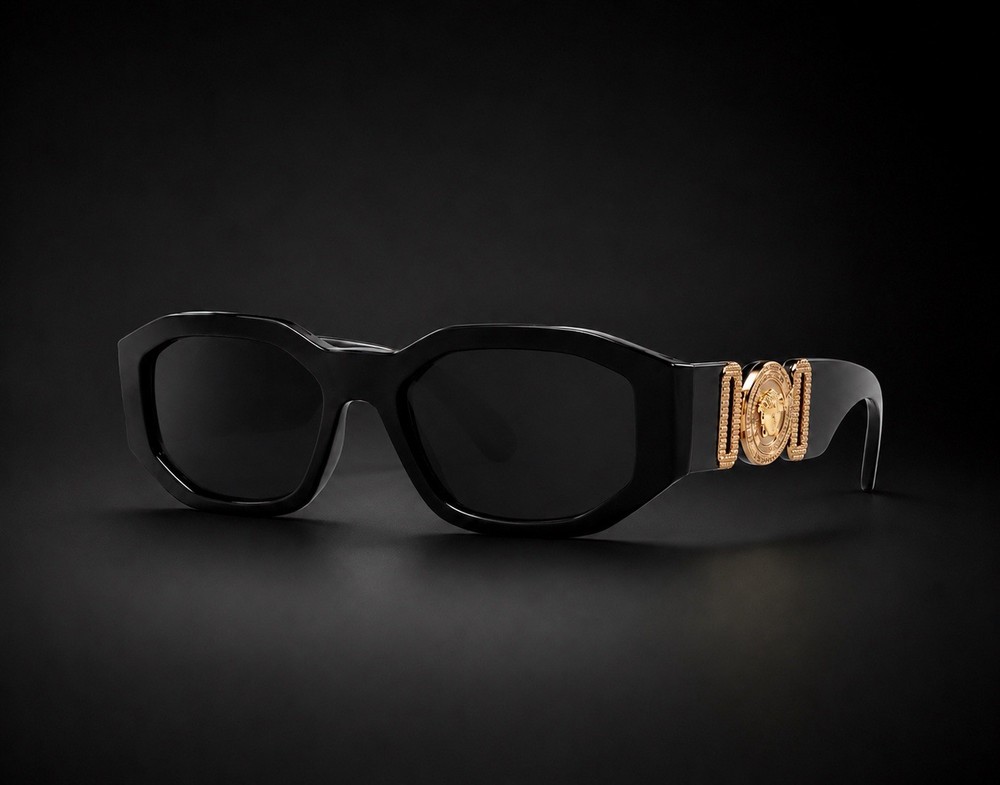 Versace VE4361 Sunglasses 53mm Unisex Sunglasses – Black & Gold Bronze