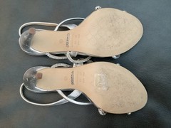 Arezzo Women’s Sz 7US/ 38 M US Silver Rhinestone Stiletto Wedding Sandals