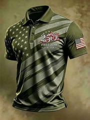 250th Anniversary Polo Shirt 1776-2026, American Flag Polo Men, Patriotic Shirt