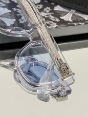 Chrome Hearts Box Officer Mist Transparent Frame Blue Lens Sunglasses