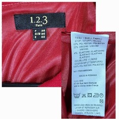 Maison 123 Paris Shift Dress sz M US 38 F Cranberry Red Stretch Pockets Career