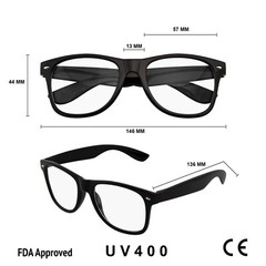 MENS WOMENS NERD BLACK GEEK GLASSES GLOSSY CLEAR LENS Clear frame sunglasses