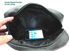 Quality Genuine Cow Leather Men’s Shaving Toiletry and Travel Bag 3 Zipper Black