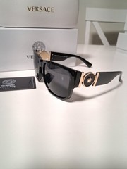 Versace Men’s Square Sunglasses Full Rim Black Frame Gray Tinted Lens
