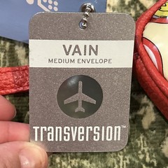 TRANSVERSION Travel Humor Theme Bag/ Clutch Vain Envelope RARE Loop Handle