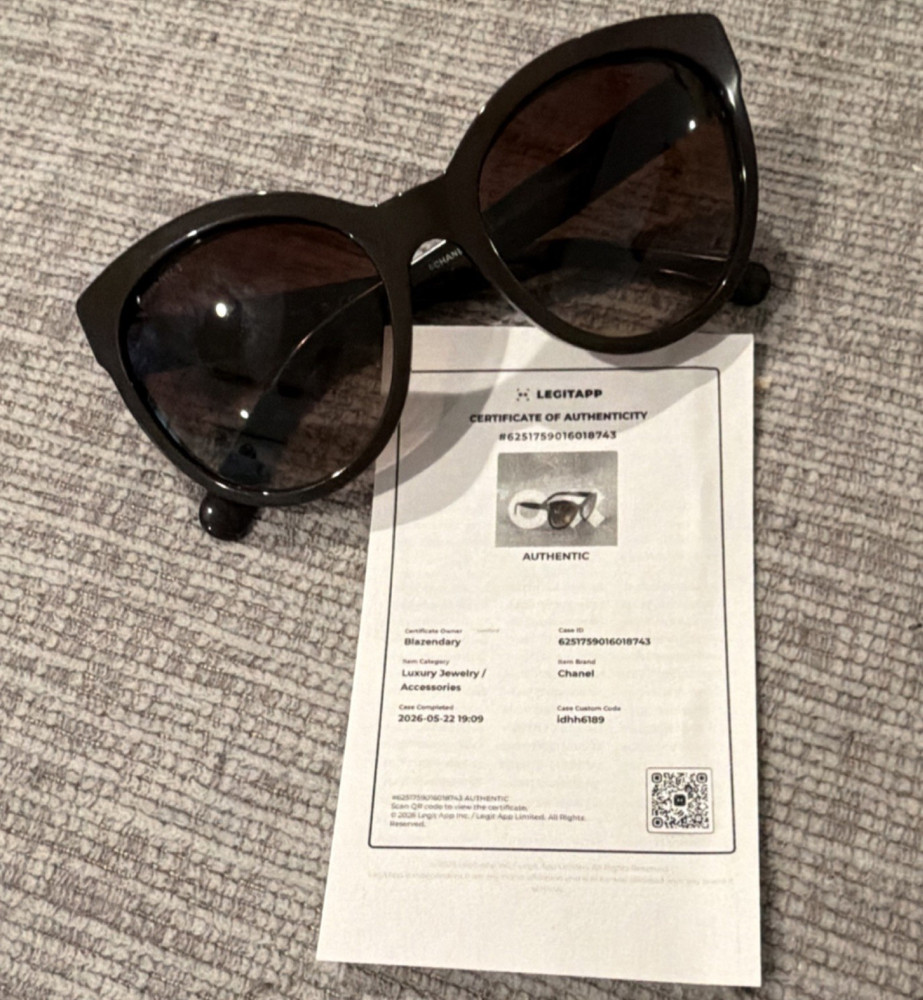 Chanel 5315-A Oversized Black Full Rim Plastic Sunglasses Brown Tinted UV400