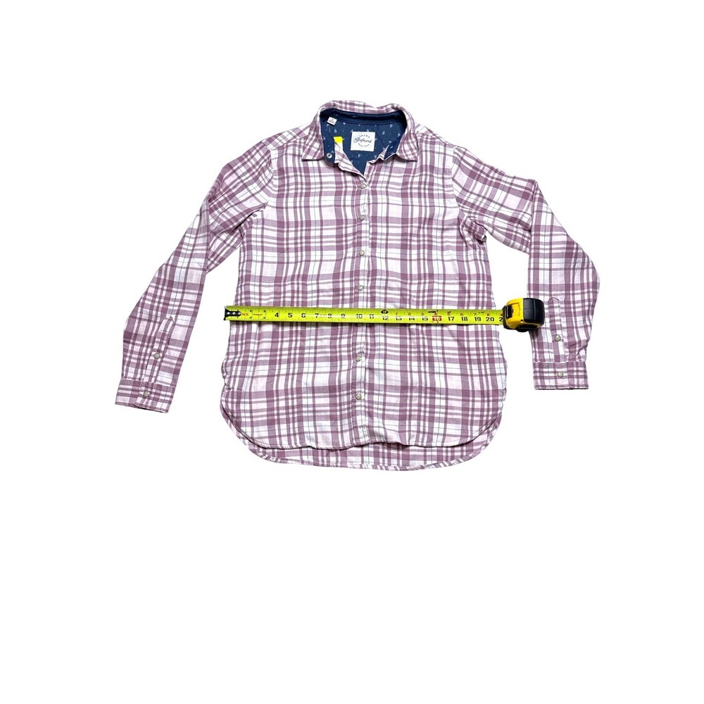 Jachs Girlfriend Womens Purple White Plaid Long Sleeve Snap Button Shirt Small