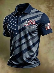 250th Anniversary Polo Shirt 1776-2026, American Flag Polo Men, Patriotic Shirt