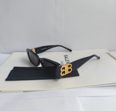 Authentic Balenciaga BB0096S Black/Grey Full-Rim Rectangle Unisex Sunglasses