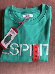 NWT Esprit Women’s Logo Fleece Crewneck Green Viral 80’s Vintage Sz Medium