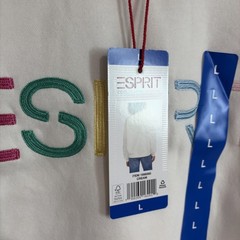 Esprit Women’s Logo Fleece Crewneck Sweatshirt Cream Viral 80’s Costco LARGE NEW