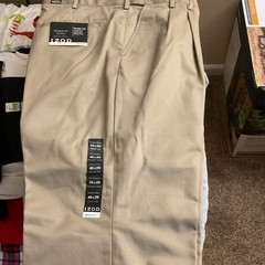 IZOD American Chino Big & Tall Beige Pleated Wrinkle Resistant Pants 46