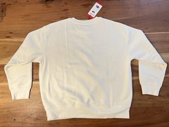 Esprit Women’s White Crew Neck Embroidered Logo Fleece Pullover Sweatshirt 80’s