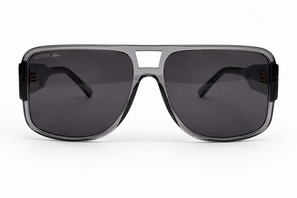 Lacoste L6056S 035 Rectangle Full Rim Sunglasses Gray Frame/Gray Tinted 140