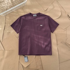 Kith Simple Flocked Small Box Logo Loose Neck Solid Color Short Sleeve Couple