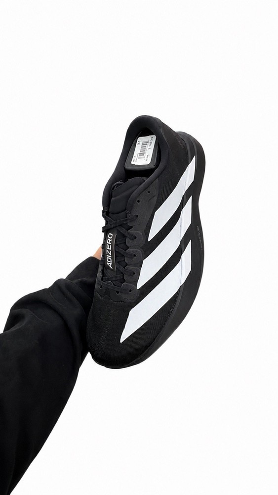adidas Adizero Men’s Low Top Lace-Up Athletic Sneakers Black/White Solid
