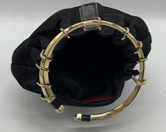 VALENTINO GARAVANI ‘Bebop’ Black satin Clutch Bag w/ gold Ring Loop Handle