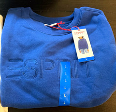 Esprit Women’s Crewneck Logo Sweatshirt Cotton Fleece Blue Size L