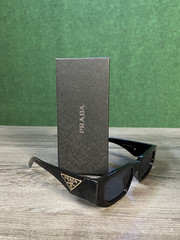 Prada Sunglasses 8297 Shiny Black/ Black lenses, Big 142 mm Frame Width, Italy