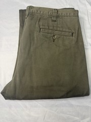 Lands’ End Legacy Chino Men’s 34W Green Cotton Twill Straight Flat Front