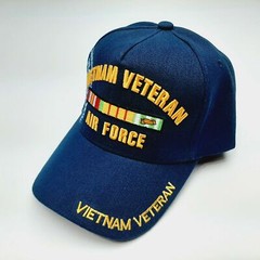 Vietnam Veteran Air Force Hat Navy Blue Embroidered Strapback Cap