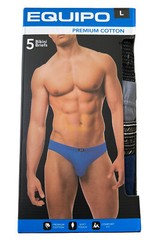 Men Equipo 5-Pack Bikini Briefs Navy-Black-Gray No Fly Premium Cotton Underwear