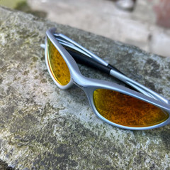 Vintage Oakley Minute Sunglasses Sliver Frame Red Lenses Y2K Gorpcore